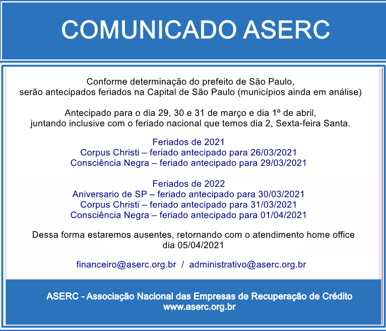 ASERC Comunicado Feriado 2021